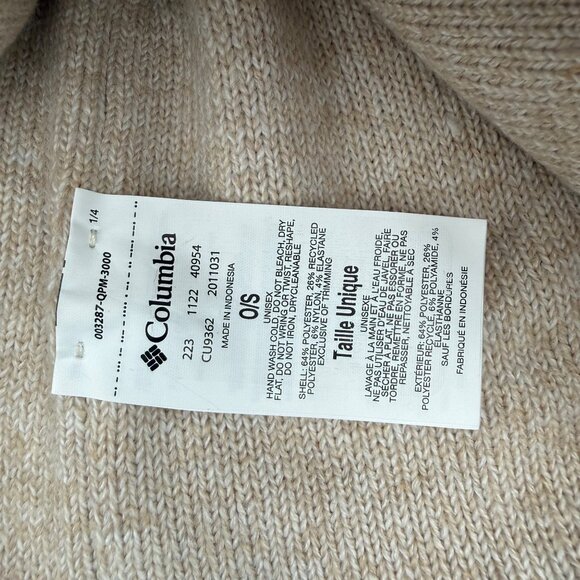 Columbia Beanie Hat Loma Vista Womens Ribbed Knit Dark Stone Cream - Picture 9 of 9